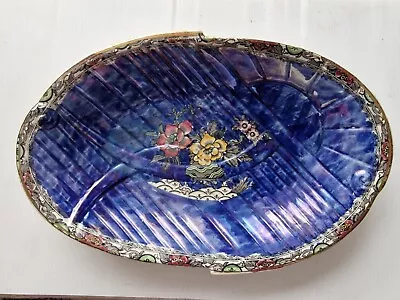Buy Vintage Arthur Woods Blue Pearlescent Pottery Oval Platter / Dish, Bedford  • 4.99£
