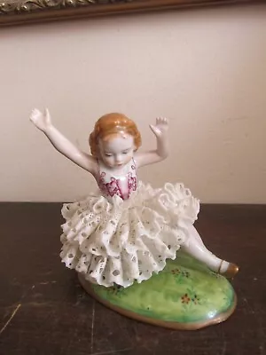 Buy Sitzendorf Germany Dresden Lace Porcelain Figurine Little Girl • 144.07£