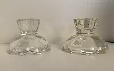 Buy 2 Vintage Clear Glass Candle Taper Holders With Petal Raised Panels - #4 • 11.37£