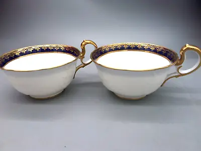 Buy Antique English Bone China Aynsley Pair Cups Collection Cobalt Blue Gold Rim • 29£