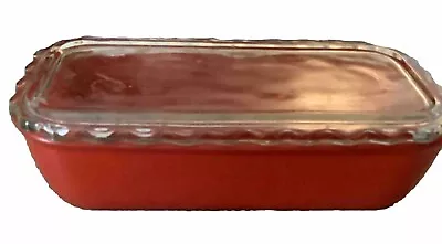 Buy Vintage Mcm Jeanette Red Glass Pan Clear Scalloped Lid Refrigerator Dish 9.5  • 13.20£