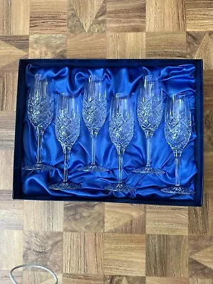 Buy Royal Scott Hand Cut Lead Crystal Champagne Glasses X 6 • 145£