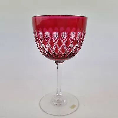 Buy Vintage Cranberry And Clear Flash Cut Wine Glass 12.2cm High • 19.95£
