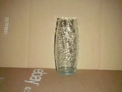Buy Vintage 6  Clear Extreme Crackle Glass Vase With Cut Rim, Decorative, Blue Green • 16.41£