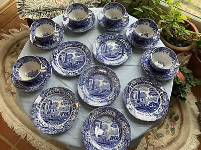 Buy Spode Blue & White Italian 18 Piece Tea Set. Vintage And New. Ex Cond • 60£