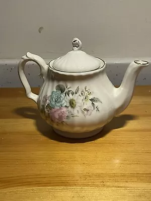 Buy Sadler Teapot White With Floral Design And Gold Trim • 0.99£