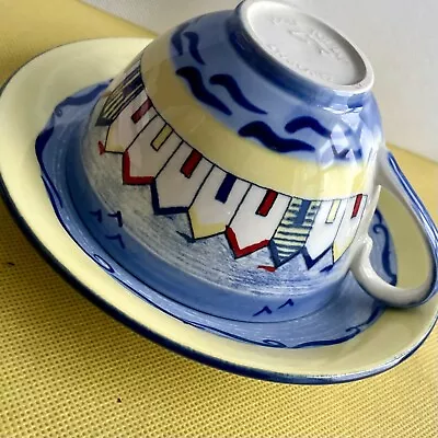 Buy Poole Pottery BEACH HUTS Teacup And Saucer Hand Painted • 14.50£