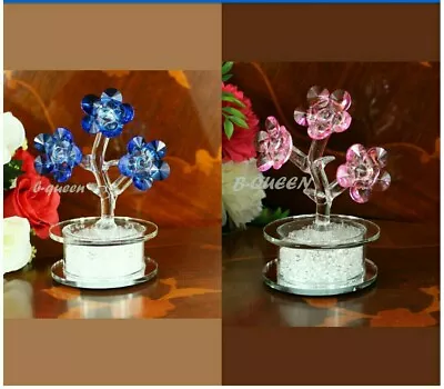 Buy Crystal Cut Swarvoskielement Light Changing Blue/pink Flower Valentin's Day Gift • 25.99£