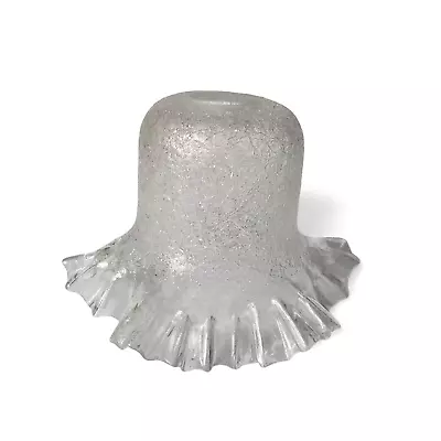 Buy Vintage Glass Lampshade Crackle Glass Lamp Shade Ruffle Edge Maids Mop Cap Shade • 28.95£
