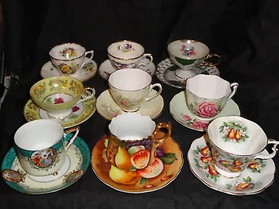 Buy Big Ultimate Tea Party Lot Of 9 Floral Mismatch Vintage China Tea Cups & Saucers • 48.66£