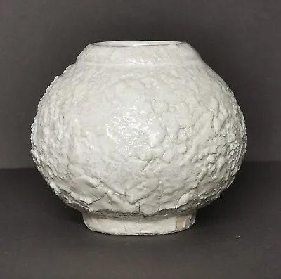 Buy Studio Pottery Textured White Slip Glaze Moon Vase Stamped • 55£