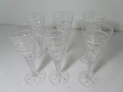 Buy Stuart Crystal 6 X Cut Glass Tall Wine Champagne Flutes Engraved On Base 19cm • 50£