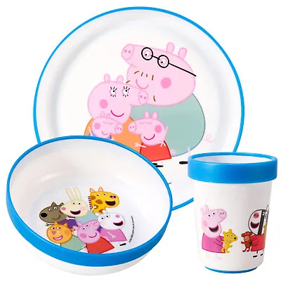 Buy Peppa Pig 3pcs Bicolor Kids Dinner Tableware Set Plate, Bowl & Tumbler • 12.99£