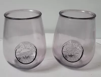 Buy 2 San Miguel Authentic 100% Recycled Amethyst Glass Stemless Goblets Tumblers • 13.29£