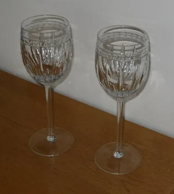 Buy 2 X Large Stylish CRYSTAL CUT GLASS WINE GLASSES - 23 Cm TALL • 11.99£