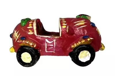 Buy VTG Mexican Folk Art Ceramic Unique Hand Painted Matte Red Car Taxi Kids Room • 265.64£