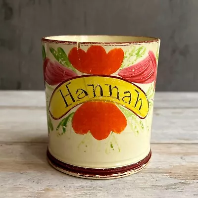 Buy RARE 19th Century Mug HANNAH Floral Creamware C 1810 Nursery Ware AF • 245£