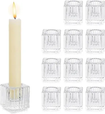 Buy Candlestick Holders Glass Candle Holder, 18Pcs Glasseam Small Clear Taper Candle • 24.99£