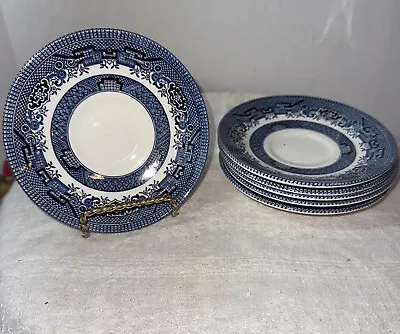Buy Vintage Churchill Blue Willow Pattern Saucer 5.5  Wide Set Of Six • 9.50£