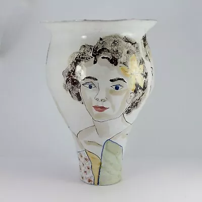 Buy Agalis Manessi Tin Glazed Studio Pottery Large Portrait Vase 1987 • 29.99£