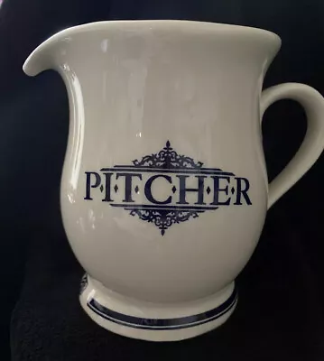 Buy The 1869 Victorian Pottery  Pitcher Jug Cream And Navy / Blue • 7.99£