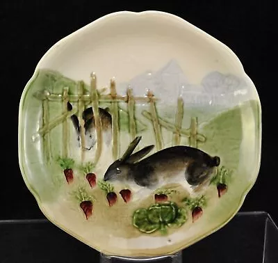 Buy Antique Majolica Choisy Le Roi 2 Rabbit Plate 1900 France H AS IS • 37.95£