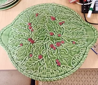 Buy Vintage Bordallo Pinheiro Large Green Cabbage Leaf Serving Platter 12” Portugal • 12.50£