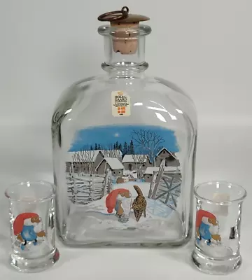Buy Holmegaard Christmas Glass Bottle & 2x Dram Glasses Harald Wiberg Denmark 1990 • 54.99£