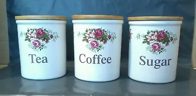 Buy TG Green Pottery | Cloverleaf | Tea, Coffee & Sugar Storage Jars | Roses Design • 25£