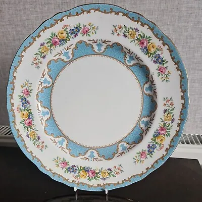 Buy Vintage Crown Staffordshire Blue Tunis Dinner  Plate 10.5 Inches • 10£