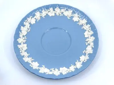 Buy Antique Wedgwood Queen's Ware Blue & White Ruffled  Bouillon  Plate, 5.75  Round • 8.53£