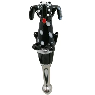 Buy Glass Spotted Dog Bottle Stopper Black And White Nobile Glassware Birthday Gift • 16.95£