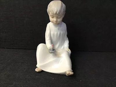 Buy NAO Pottery Seated Bedtime Boy Book Candle White Blue Figurine T3829 • 10£