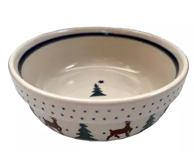 Buy Handmade Hand Painted Boleslawiec Polish Pottery Bowl Christmas Tree Moose Star • 27.44£
