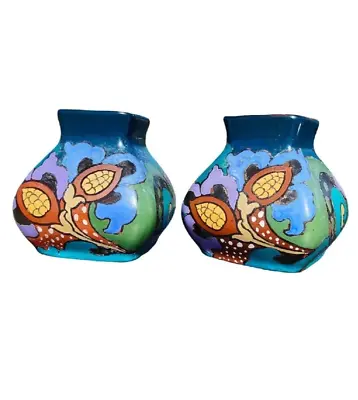 Buy Antique Pair Of Tuscan Decoro Staffordshire Canning Pottery Art Nouveau Vases  • 50£