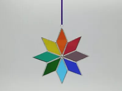 Buy Stained Glass Suncatcher/Window Hanger Rainbow Multi Star Gift/Home Decoration • 20£