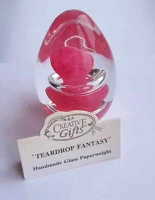 Buy Used Vintage Dark Pink & Clear Glass Paperweight Very Heavy Mint Condition  • 12.95£