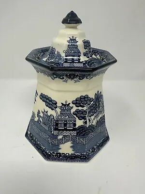 Buy E&C Challinor Fenton Ironstone China Blue Willow Cookie Jar Vintage 9” Biscuits • 56.05£