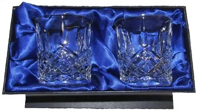 Buy Hand Cut Crystal Whisky Glasses X 2 With Presentation Box FREE DELIVERY UK • 17£