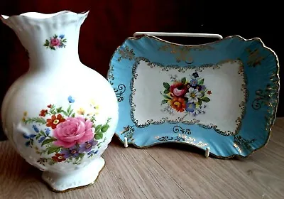 Buy Vtg.Fine Bone China Old Foley Moreton Dish And Queen's Vase Home Decor England • 11£