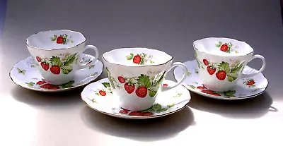Buy Rosina China - Queen's - Virginia Strawberry -   Three Tea  Cups & Saucers • 24£