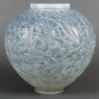 Buy René Lalique R.Lalique Glass Mistletoe Blue Patina Gui Opalescent Glass Vase • 1,418.80£