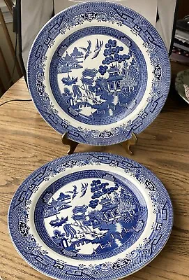 Buy Lot Of 2 Churchill England Blue Willow China Dinner Plates 10.25  • 23.93£