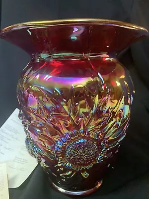 Buy Frank FENTON Vase In Ruby Red Carnival - Pre Owned MINT CONDITION • 305.49£