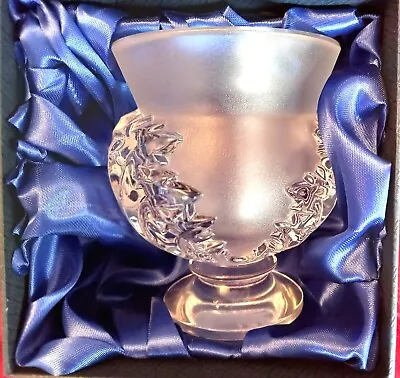 Buy Lalique Frosted & Clear Crystal SAINT-CLOUD Acanthus Leaf Vase,Retired BEAUTIFUL • 275£