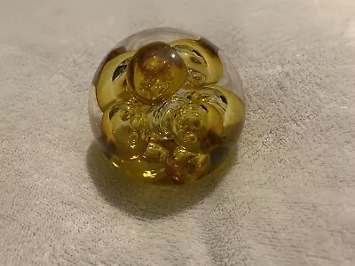 Buy Langham Glass Yellow Bubble Paperweight • 7.50£