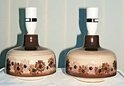 Buy Pair Retro Style Table Lamps Jersey Pottery Lamp Country House Style Brown Lamps • 24.99£