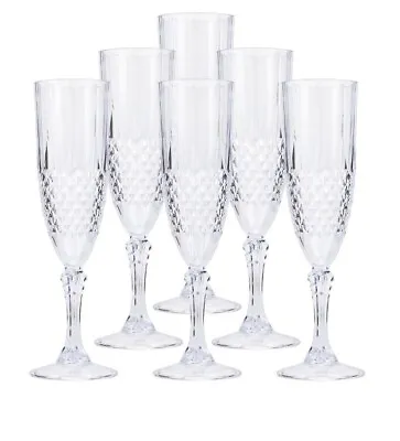 Buy 6 Crystal Effect Champagne Flutes • 8.99£