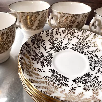 Buy Crown Regent  Bone China White & Gold Floral Chintz Trio. Cup Saucer & Tea Plate • 22£