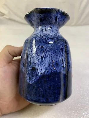 Buy Vintage Modernist Signed Hallmarked 5  Bud Vase In Blue Flambe Glaze Glazed • 287.70£